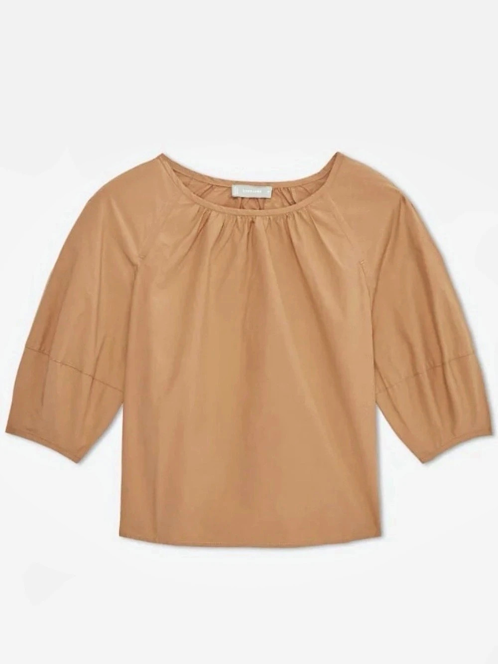 Everlane The Seersucker Gathered Tee in Brown Like New